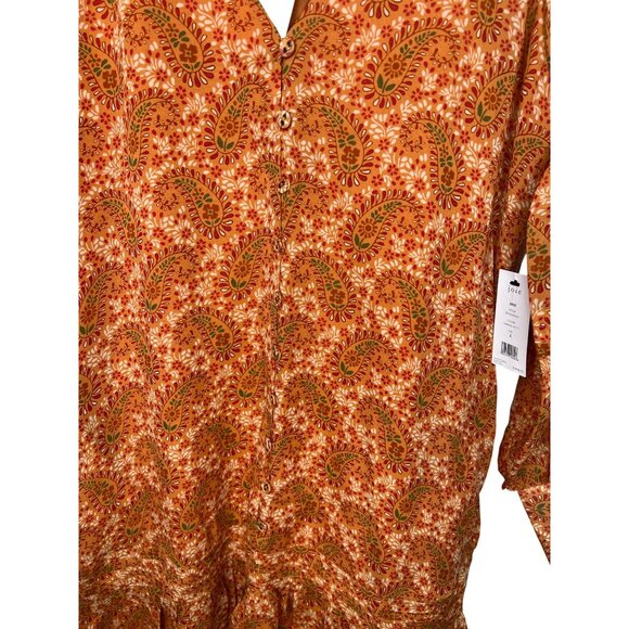 Joie Bree Caramel Multi Paisley Print Mini Silk Dress Size 4 - Picture 14 of 16